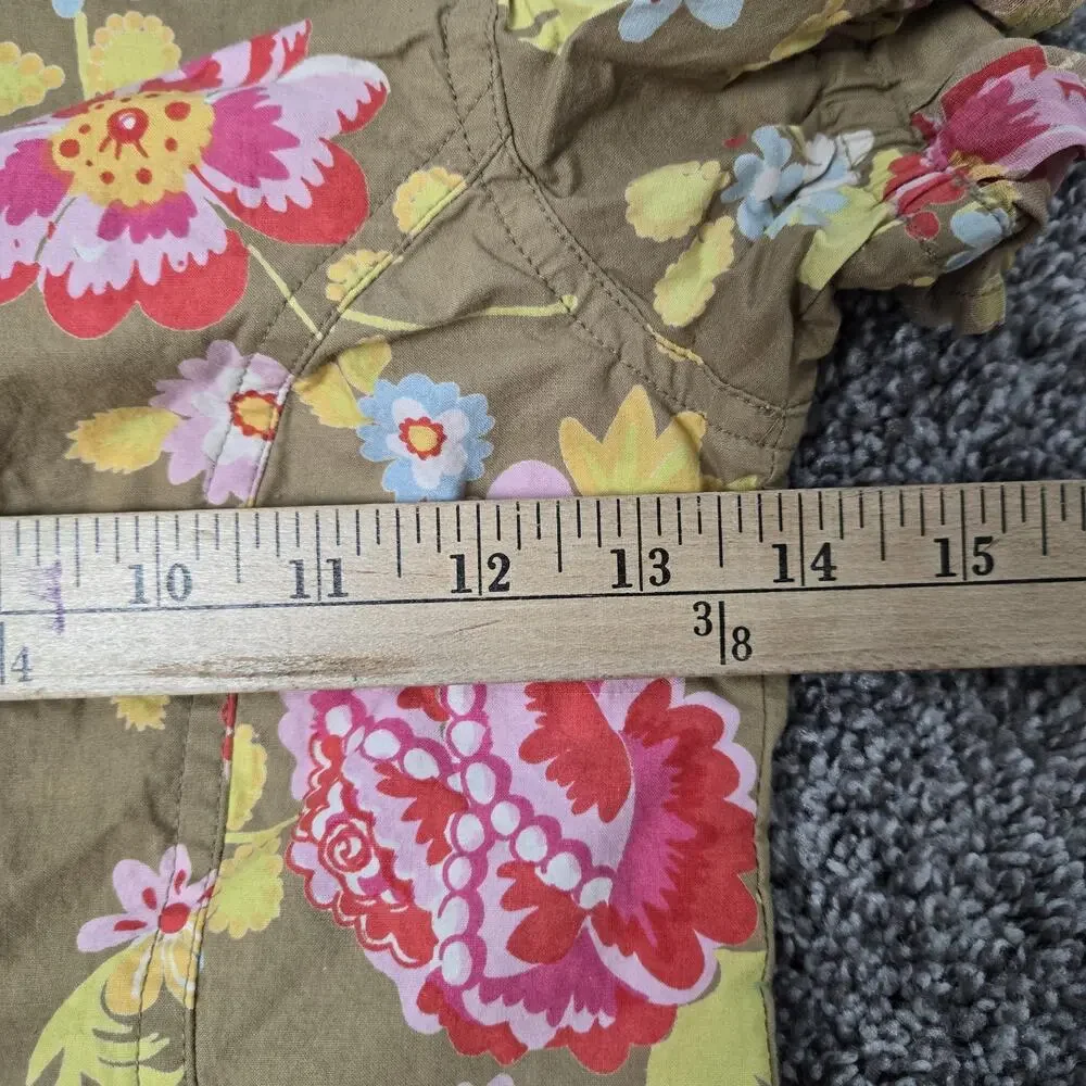 Oilily Girl Sz 116 Floral Button Cotton Short‎ Sleeve Dress